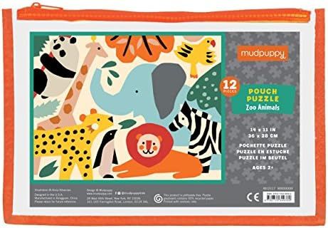 Mudpuppy Zoo Animals Pouch Puzzle, 12 Extra Thick Colorful Pieces, 14”x11” – Great for Kids... | Amazon (US)