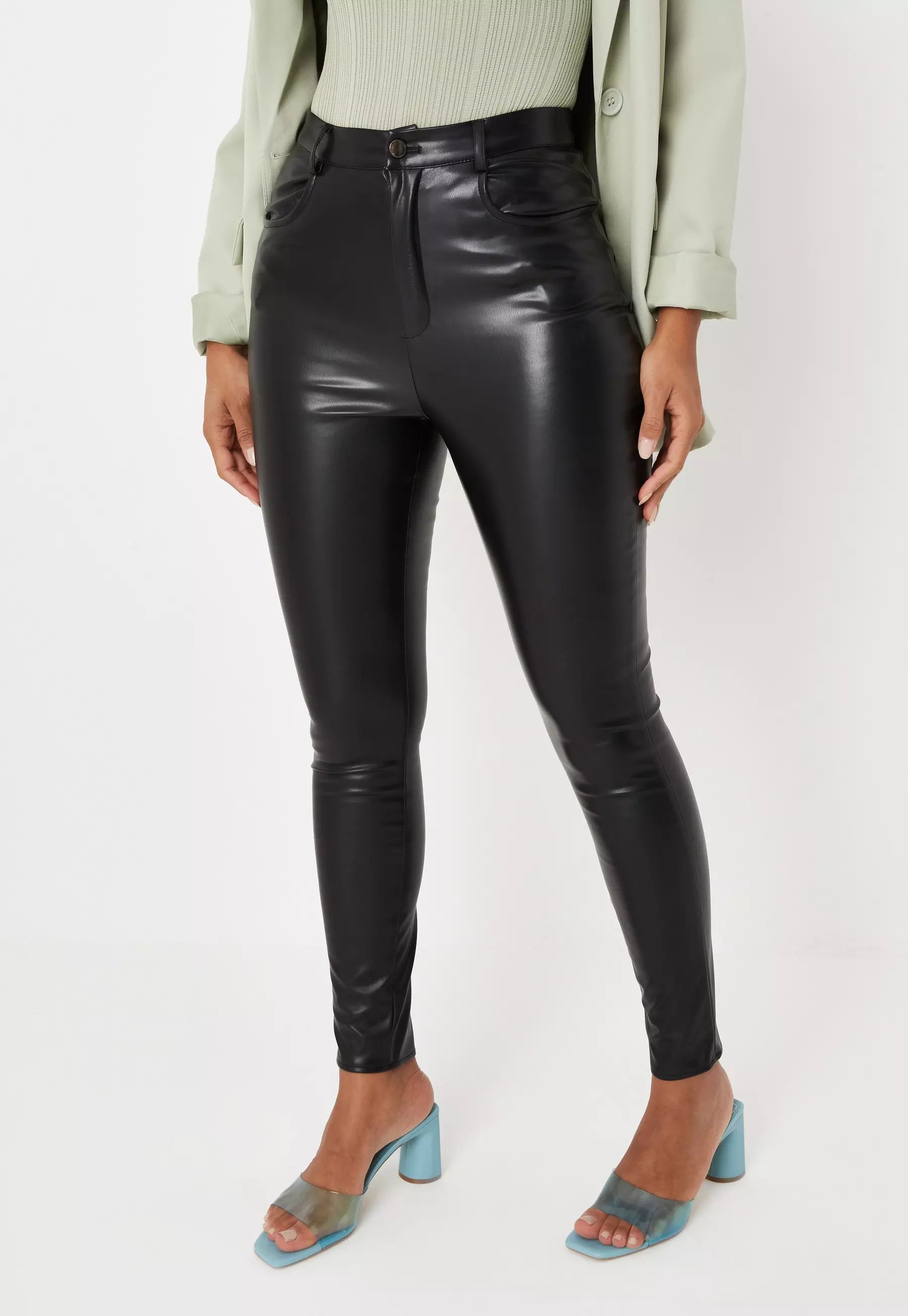 Black Faux Leather Slim Leg Pants | Missguided (US & CA)