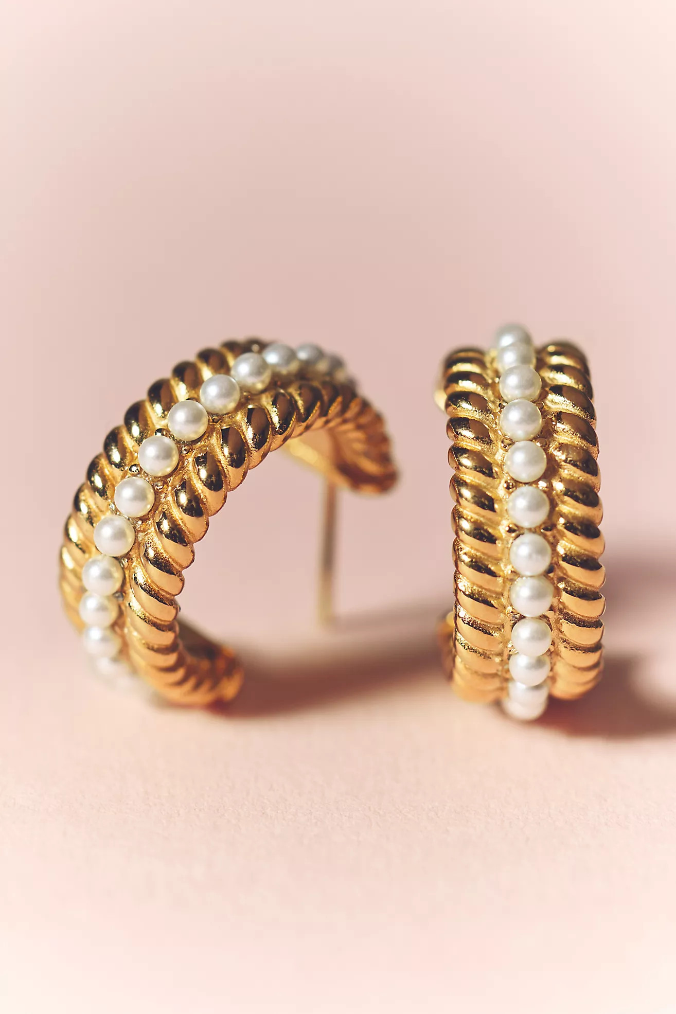Braided Pearl Hoop Earrings | Anthropologie (US)