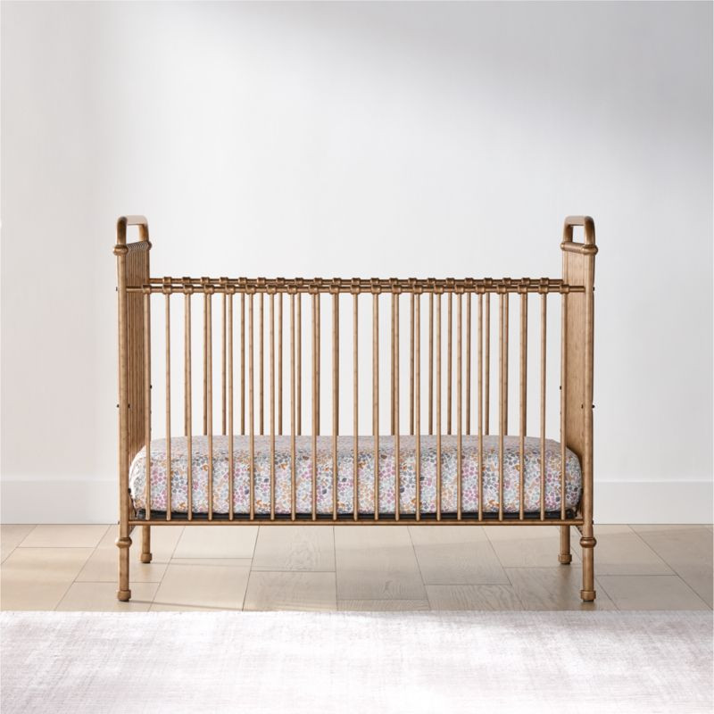 Namesake Abigail Vintage Gold Iron 3-in-1 Convertible Baby Crib | Crate & Barrel
