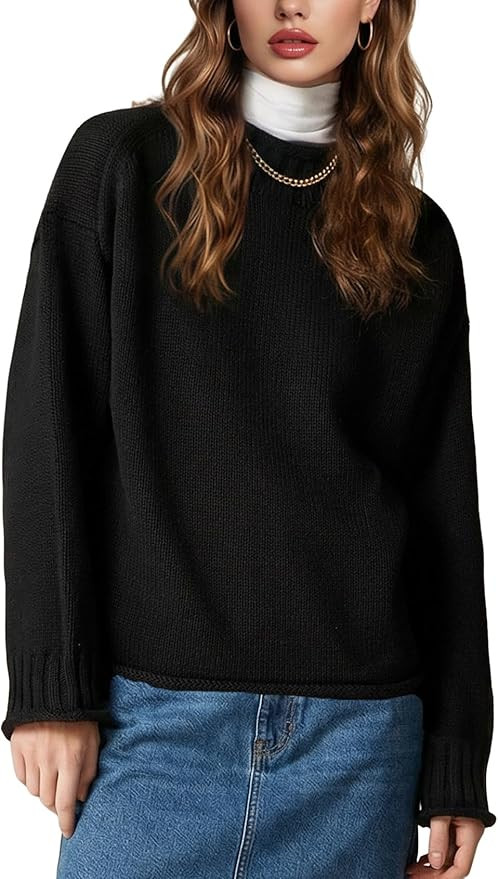 Yimoon Womens Oversized Rollneck Sweater Casual Cable Knit Long Sleeve Chunky Pullover Sweater Fa... | Amazon (US)