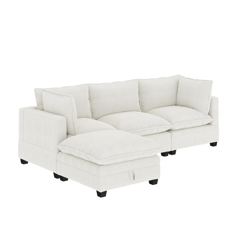 Modern Upholstered Cloud 3-Seater Sofa & Ottoman | Wayfair North America