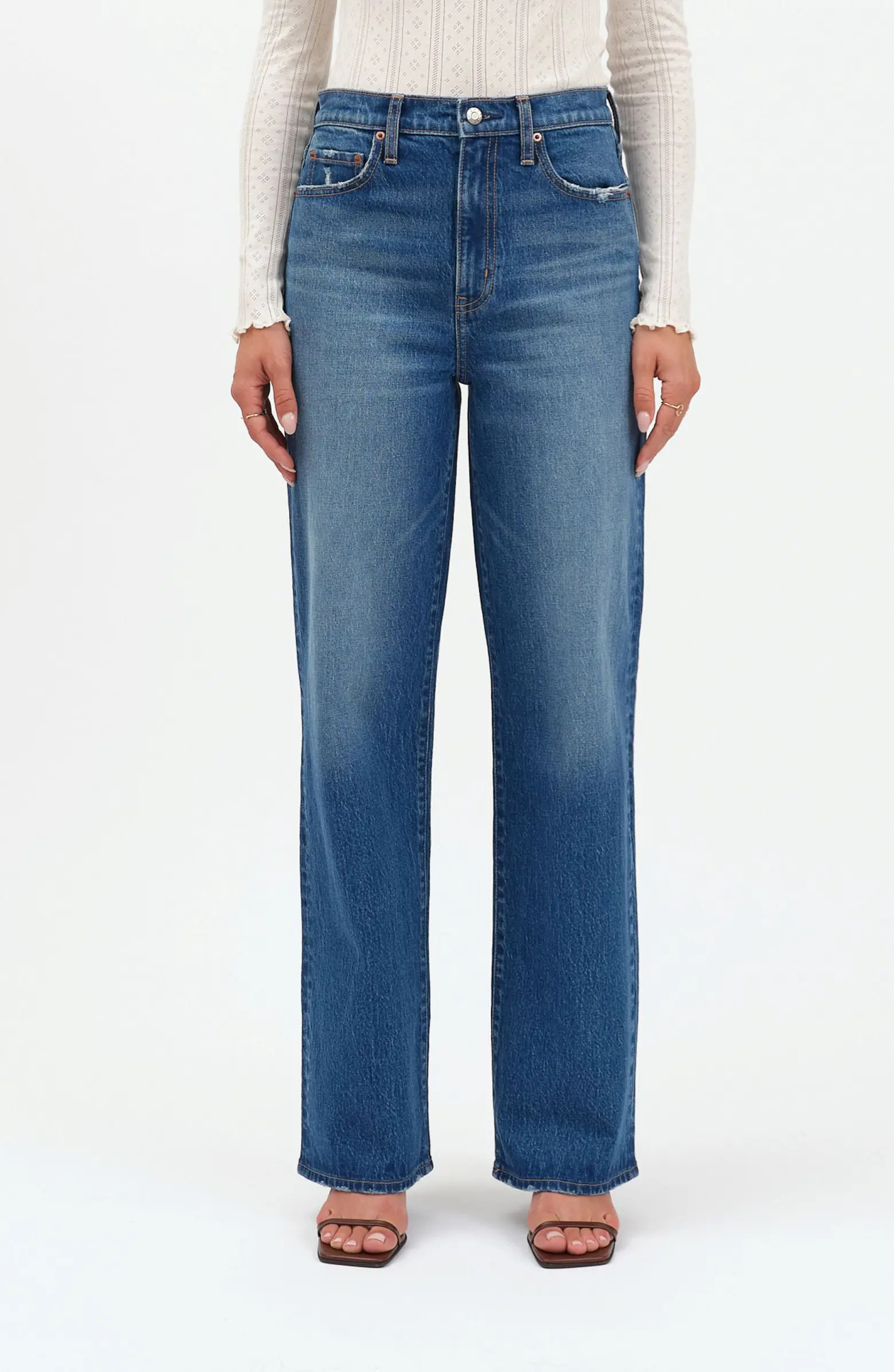 City Distressed High Waist Straight Leg Jeans | Nordstrom
