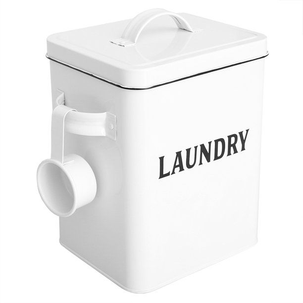 Home Basics Countryside Laundry Detergent Tin Holder with Scoop, White | Walmart (US)