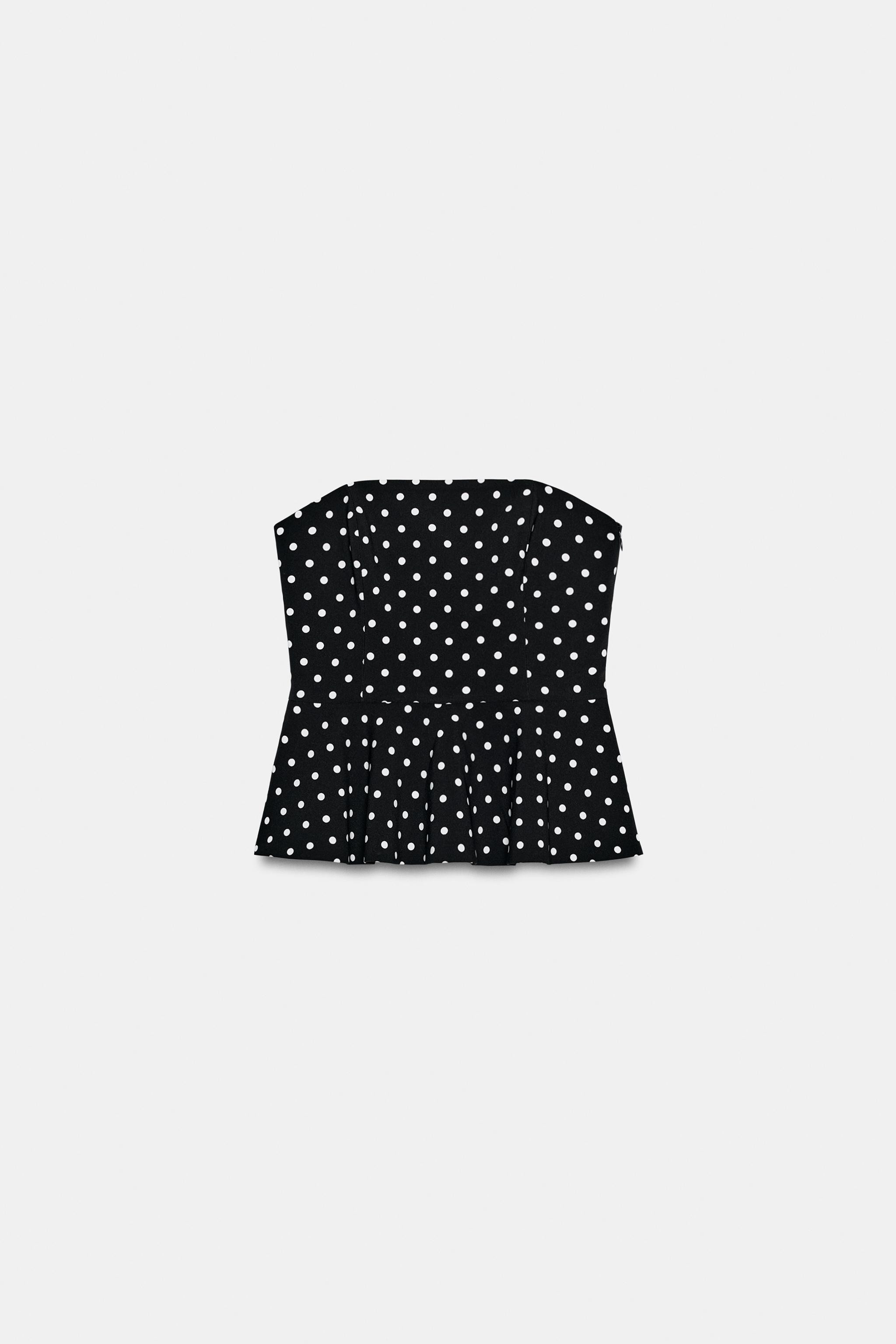 POLKA DOT PEPLUM BANDEAU TOP | Zara UK