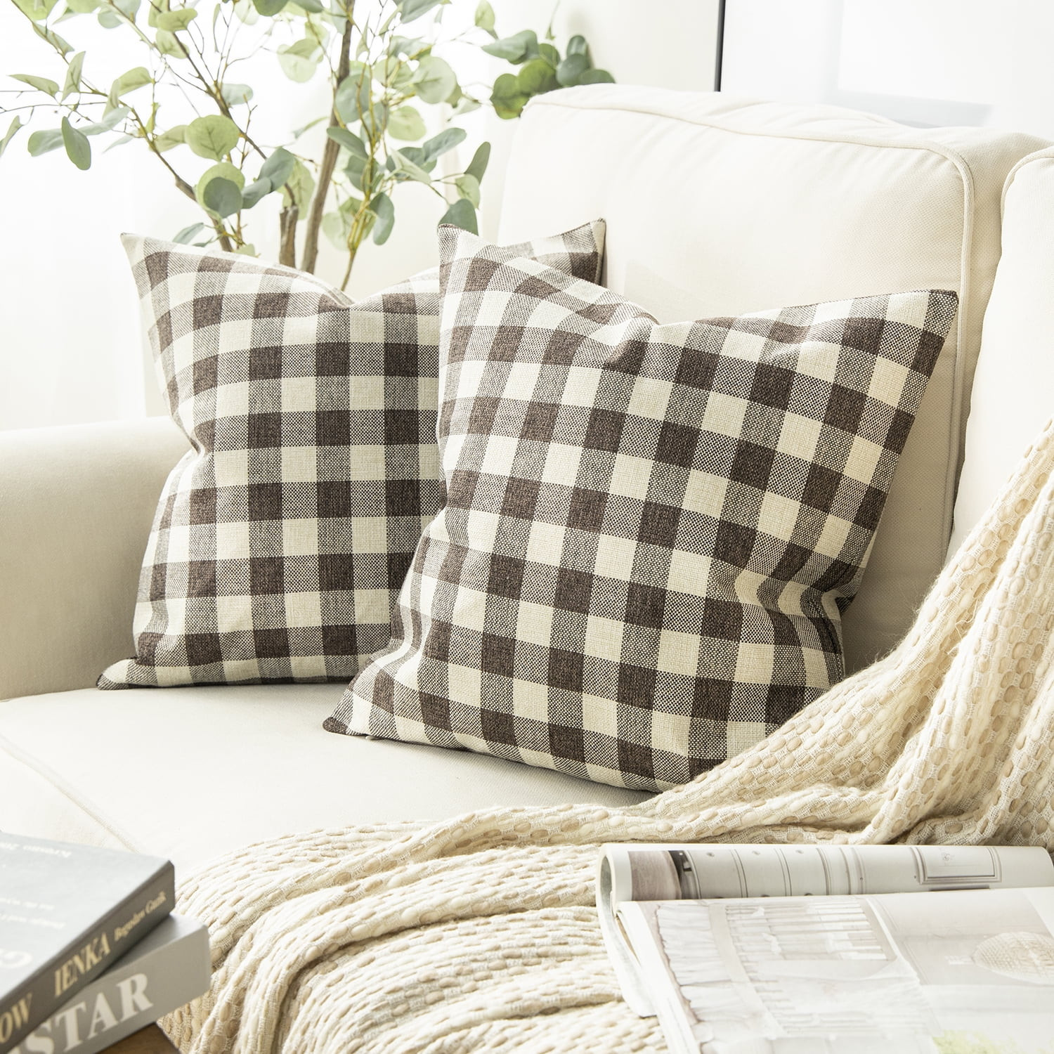 Phantoscope Classic Checkers Series Retro Plaids Square Decorative Throw Pillow with Insert, 18"x... | Walmart (US)