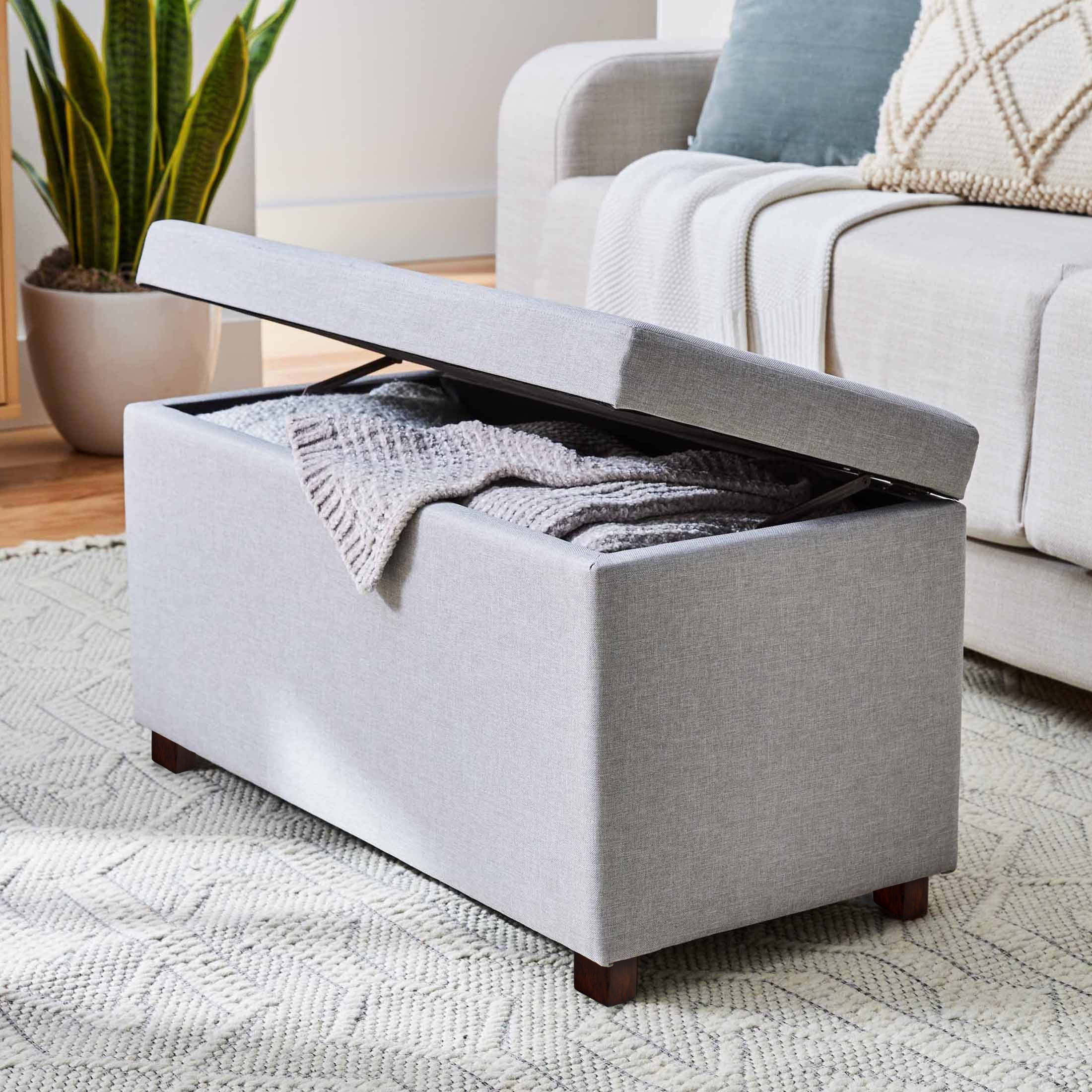 Better Homes & Gardens 30" Hinged Storage Ottoman, Gray | Walmart (US)
