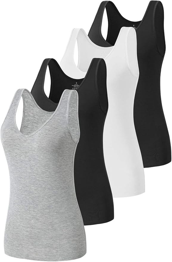 Cosy Pyro Womens Tank Tops Loose Fit V Neck Tanks Stretch Spandex Undershirts (S-XXL) | Amazon (US)