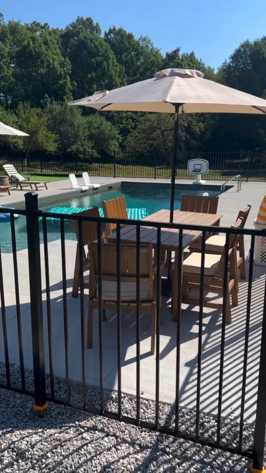 Inground pool from start to finish 👏🏼 pool fencing is DIY friendly no dig aluminum pool fence and we made our own turf chip and putting green! 👉🏼👉🏼 Comment POOL and I’ll send you the links
The no dig fencing is by wambam and I bought directly from their site