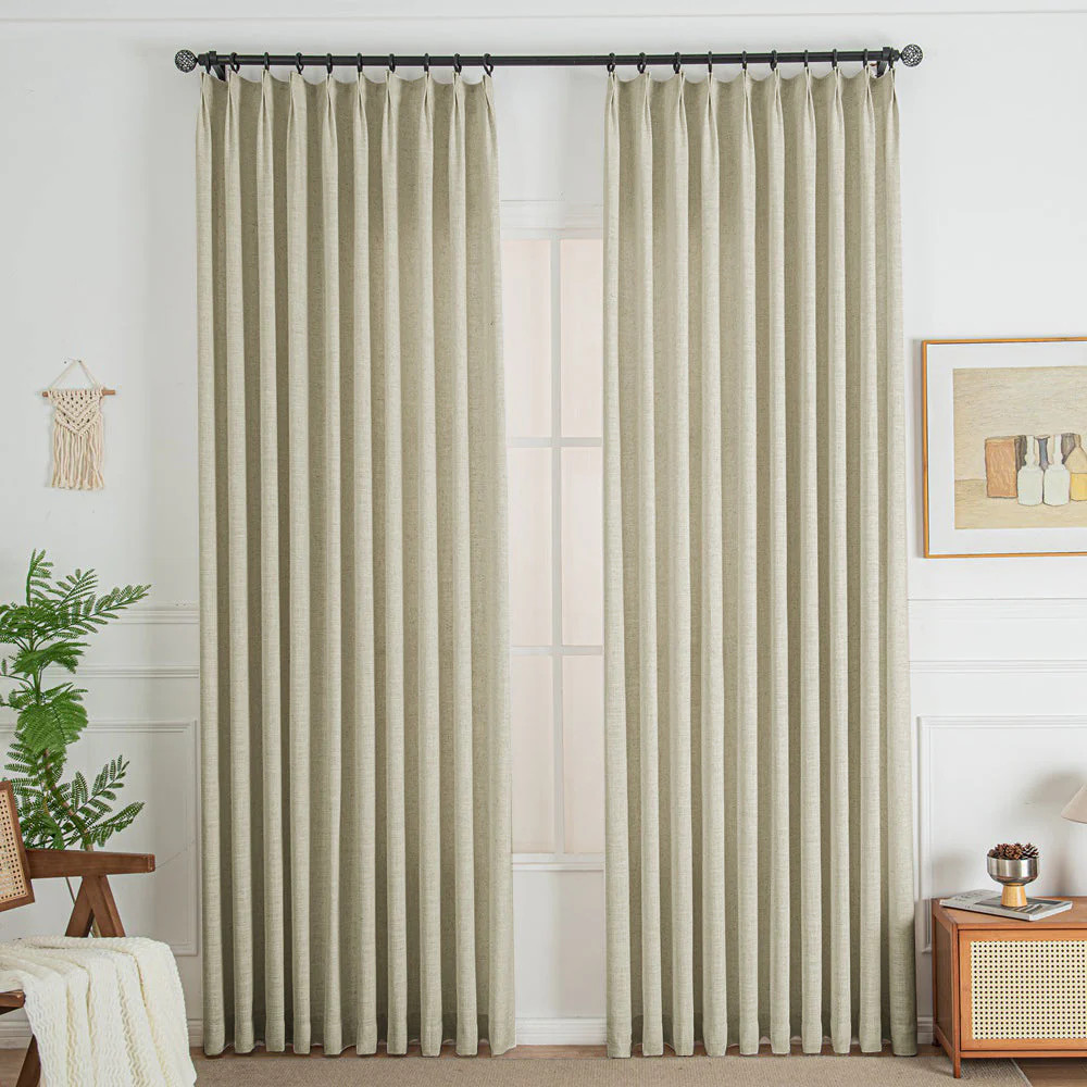 Lorna Linen Pinch Pleat Custom Curtains For Living Room And Bedroom | IXA Curtains