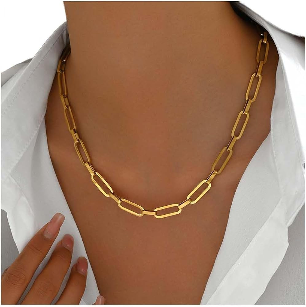 18K Gold Plated Chunky Chain Necklace for Women Thick 8mm Cuban Curb Chain Green CZ Pendant Toggl... | Amazon (US)