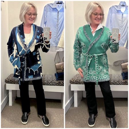 These two Chico's cardigans are such a fun pattern and I'm loving the colors. I would say they are a little big, so I would consider sizing down. I've paired them with the customer favorite girlfriend jeans. 

#chicos #chicosfashion #winterfashion #winteroutfit #fashion #fashionover50 #fashionover60 #cardigan #Winter

#LTKover40 #LTKSeasonal #LTKstyletip