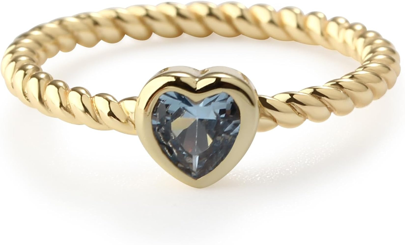 Precious Pieces 14 Gold-Plated Twisted Rope Band Baby Ring with Heart CZ Stones for Babies, Infan... | Amazon (US)