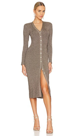 Lorraine Knit Dress in Gold Lurex | Revolve Clothing (Global)