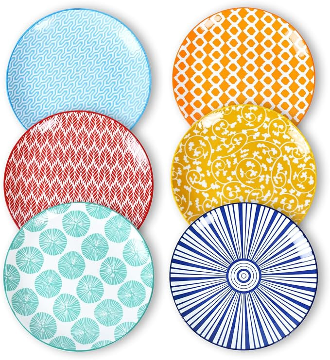 Selamica Ceramic Dessert Plates, 7 Inch Small Plates, Appetizer Plates for Kitchen, Set of 6, Mic... | Amazon (US)