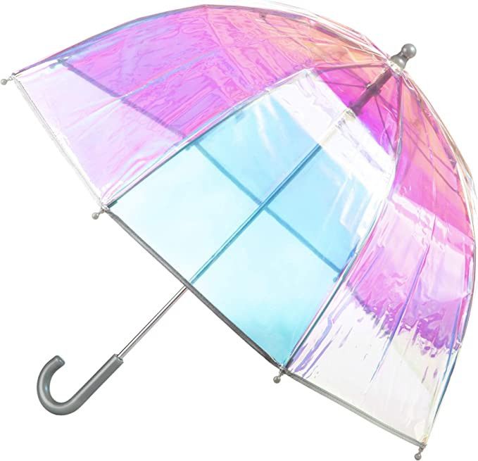 totes Kids Clear Bubble Umbrella with Easy Grip Handle, Iridescent | Amazon (US)