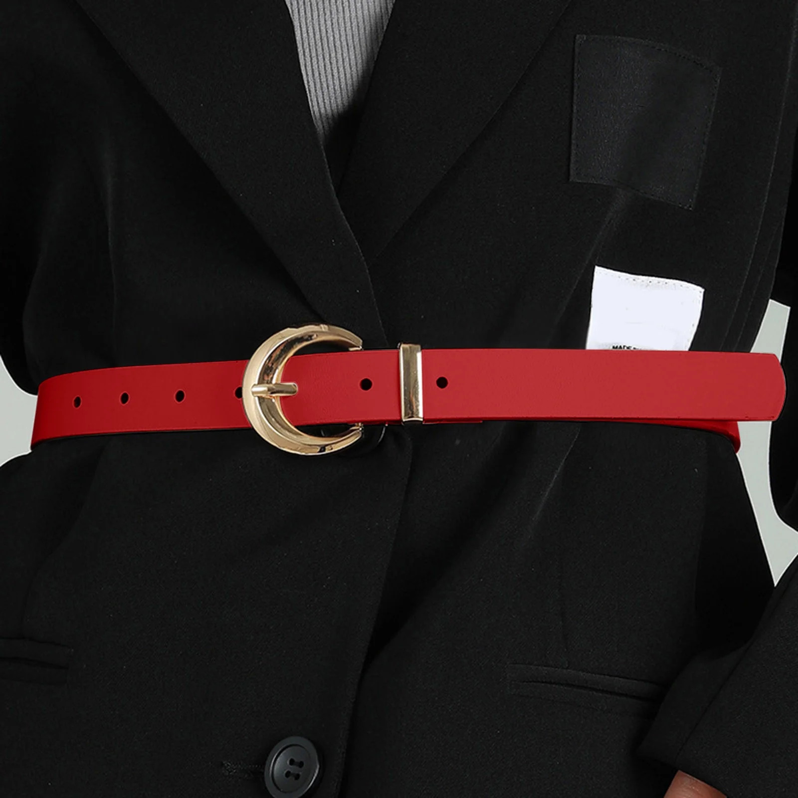 Red Women Leather Waist Belt For Ladies Jeans Pants | Walmart (US)
