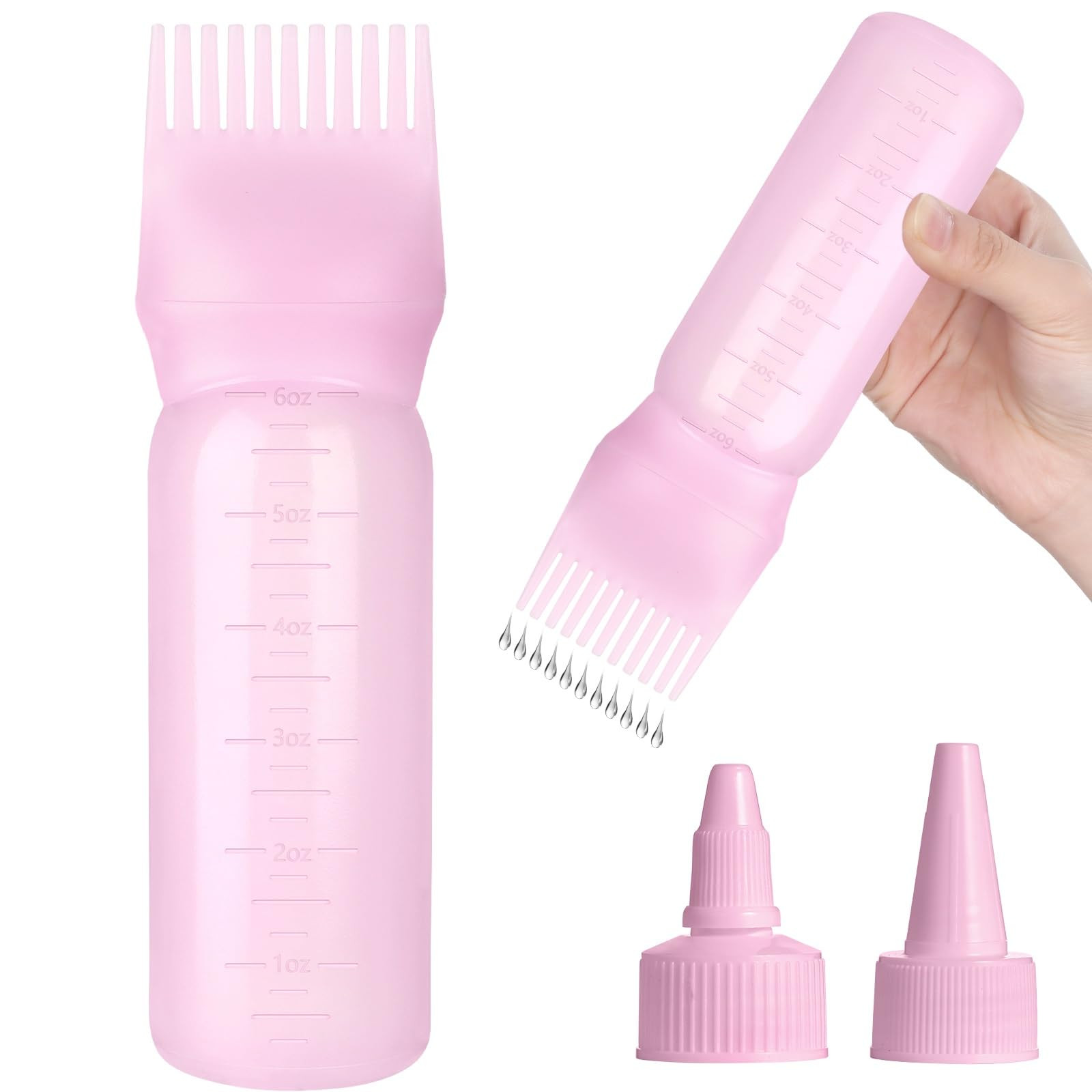 Root Comb Applicator Bottle Oil Applicator for Hair Dye Hair Oiling Bottle with 2 Type Caps and G... | Amazon (US)