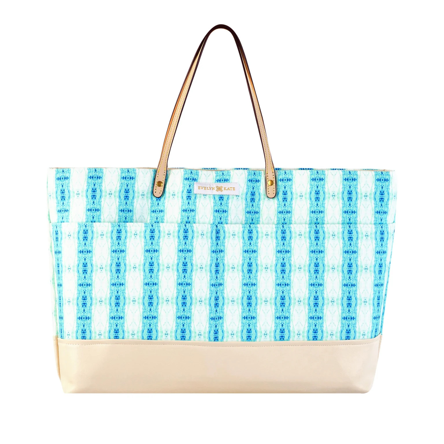 Island Tropical Blue Original Tote with Leather Base | EVELYN & KATE (US)