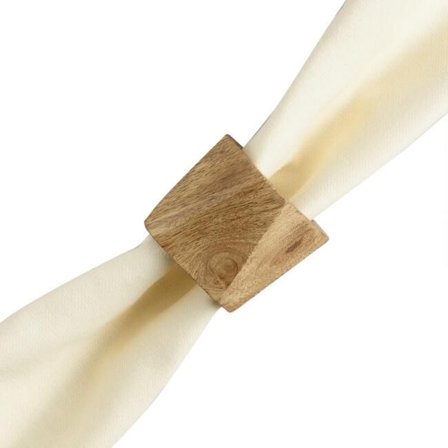Natural Wood Geometric Napkin Rings Set Of 4 | World Market