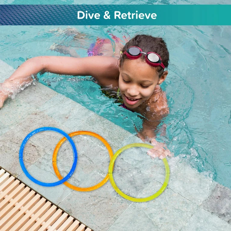 Play Day Sparkly Pool Ring Diving Set for Children, Multi-Color, 6 Rings | Walmart (US)