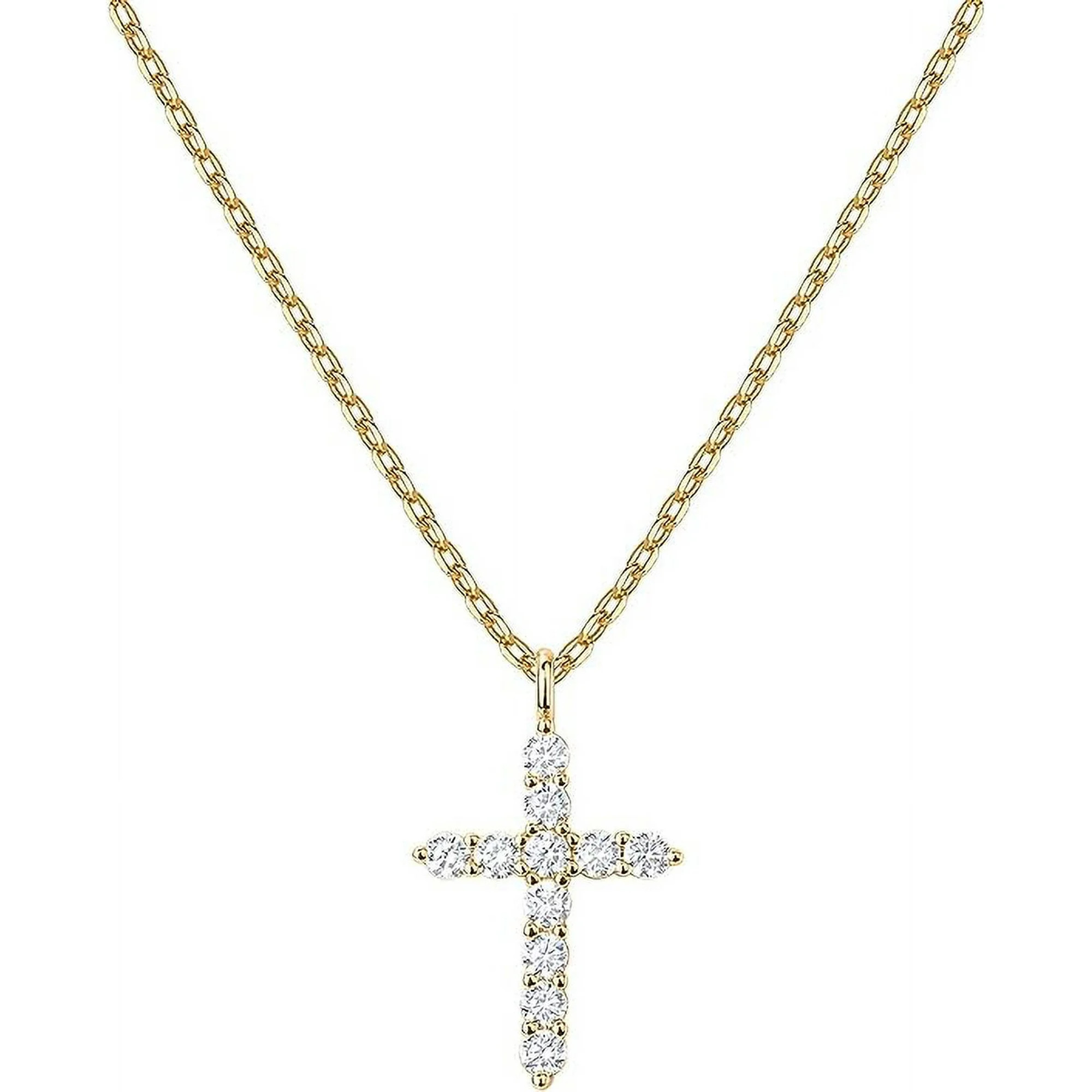 PAVOI 14K Yellow Gold Plated Cross Necklace for Women | Cross Pendant | Gold Necklaces for Women ... | Walmart (US)