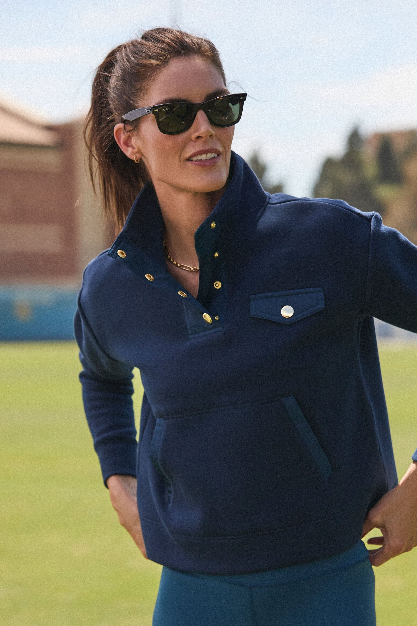 Navy Snap Neck Bailey Pullover | Tuckernuck (US)