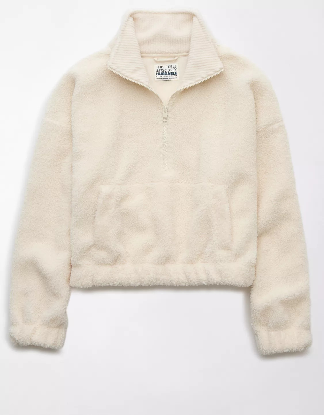 AE Cropped Sherpa Quarter-Zip Sweatshirt | American Eagle Outfitters (US & CA)