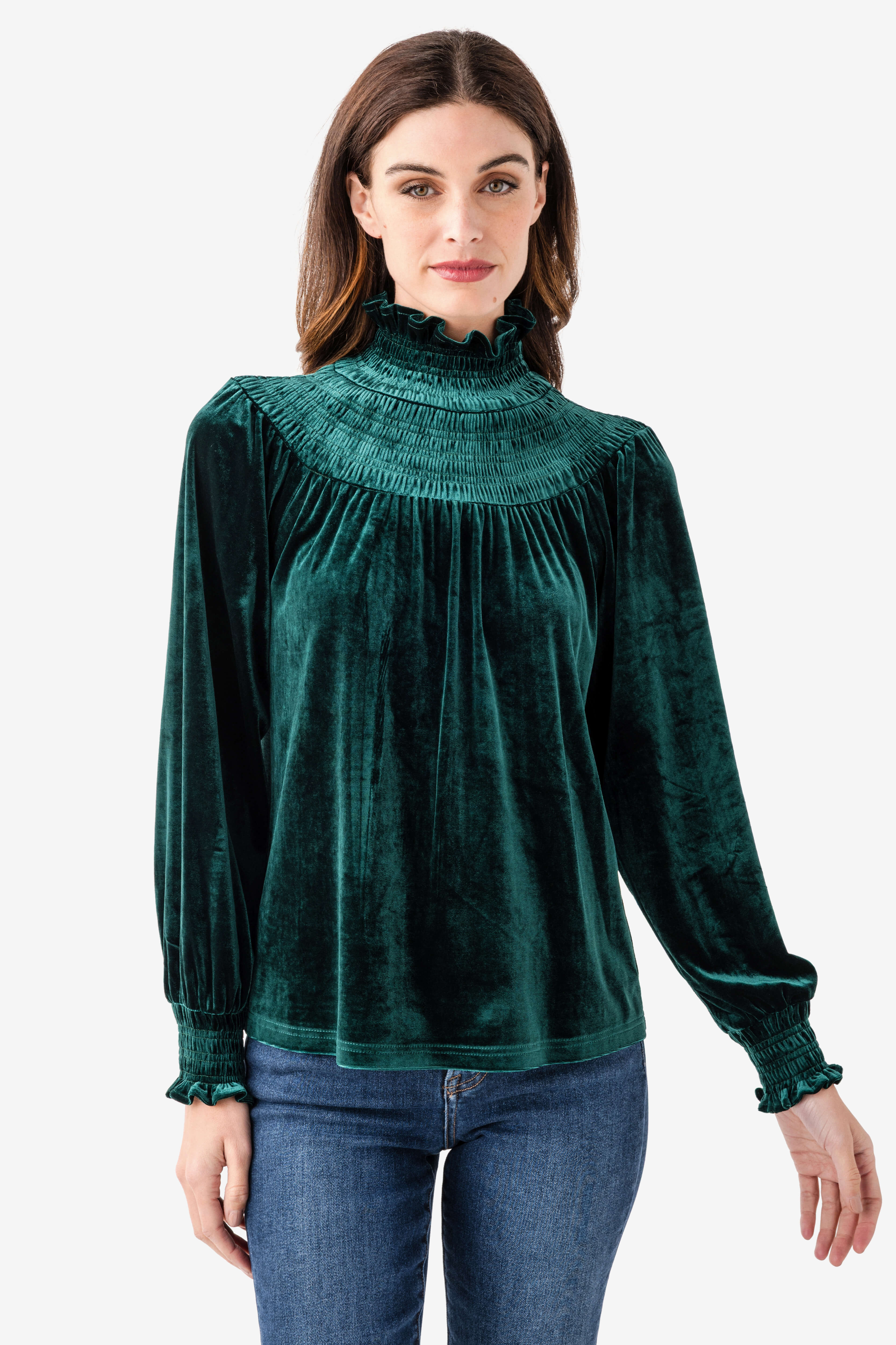 Fate Smocked Velvet Top | Social Threads