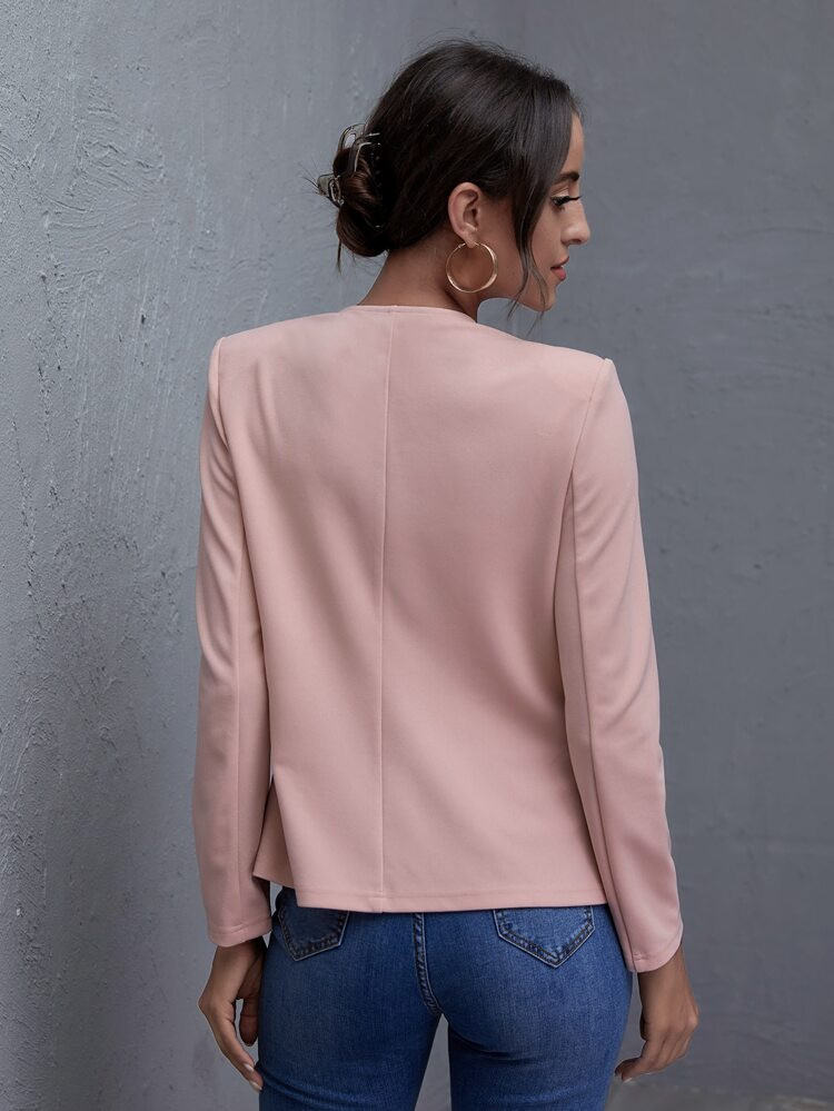 SHEIN Padded Shoulder Open-Front Blazer | SHEIN