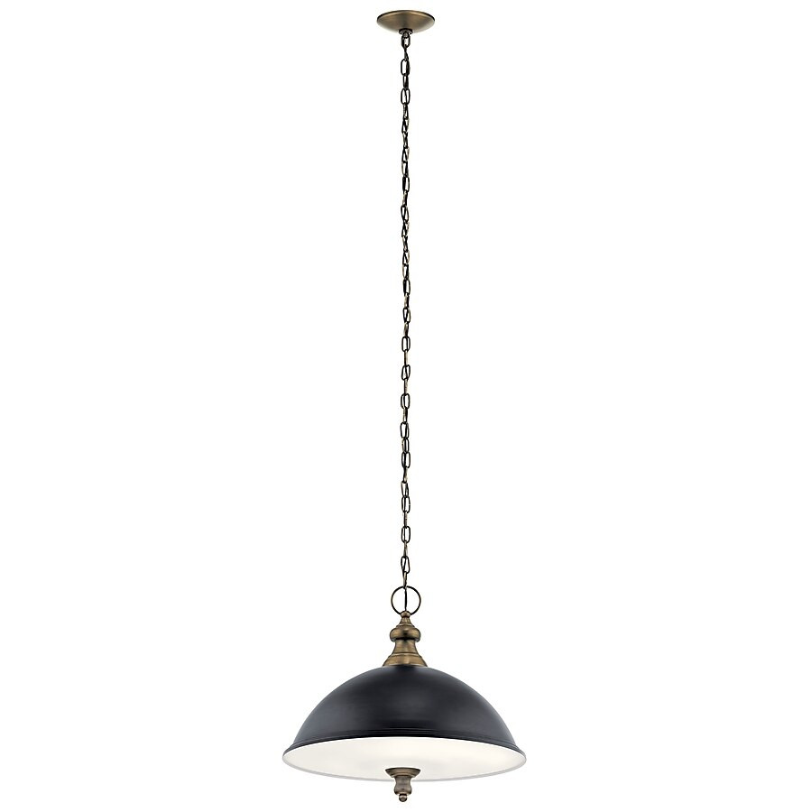 Kichler  3-Light Matte Black and Light Antique Brass Modern/Contemporary Etched Glass Bowl Penda... | Lowe's