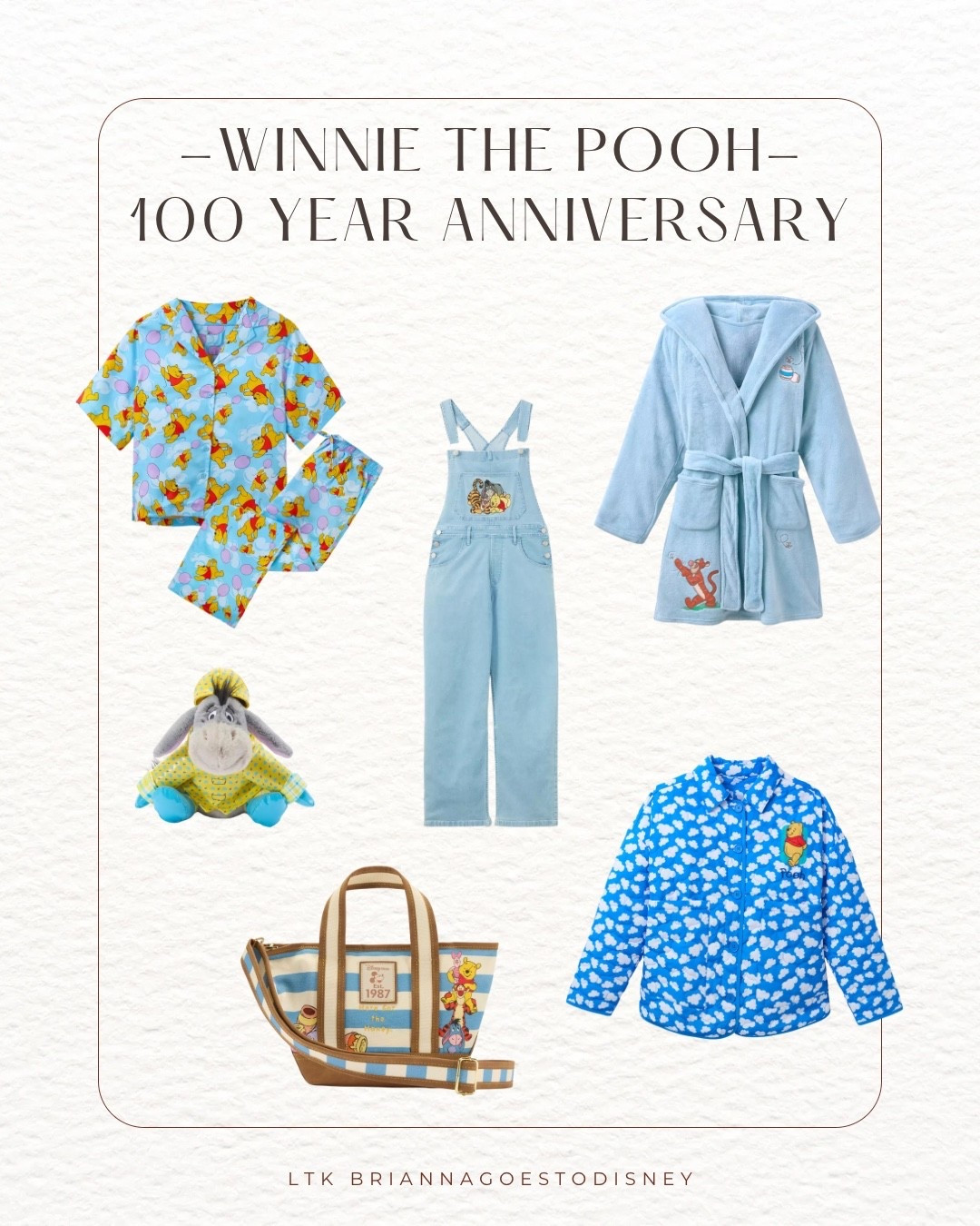 100 Years of Winnie the Pooh 🧸🍯 Merch

Disney | Walt Disney World | Disneyland | Eeyore raincoat plush | cloud quilted jacket | tote bag | Winnie the Pooh & pals robe for adults | soft robe | sleep set for women | pajamas | what to wear to Disney 

#LTKmomlife