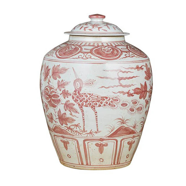 Coral Peacock Temple Jar | Cailini Coastal