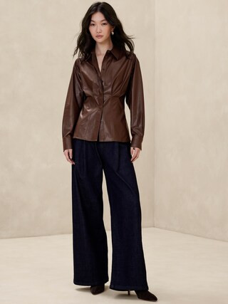 Lightweight Vegan Leather Shirt | Banana Republic Factory