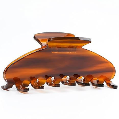 MAORULU Brown Woodgrain Acetate Hair Claw Clip for Women Girls, 4 Inch Large Cute French Banana C... | Amazon (US)