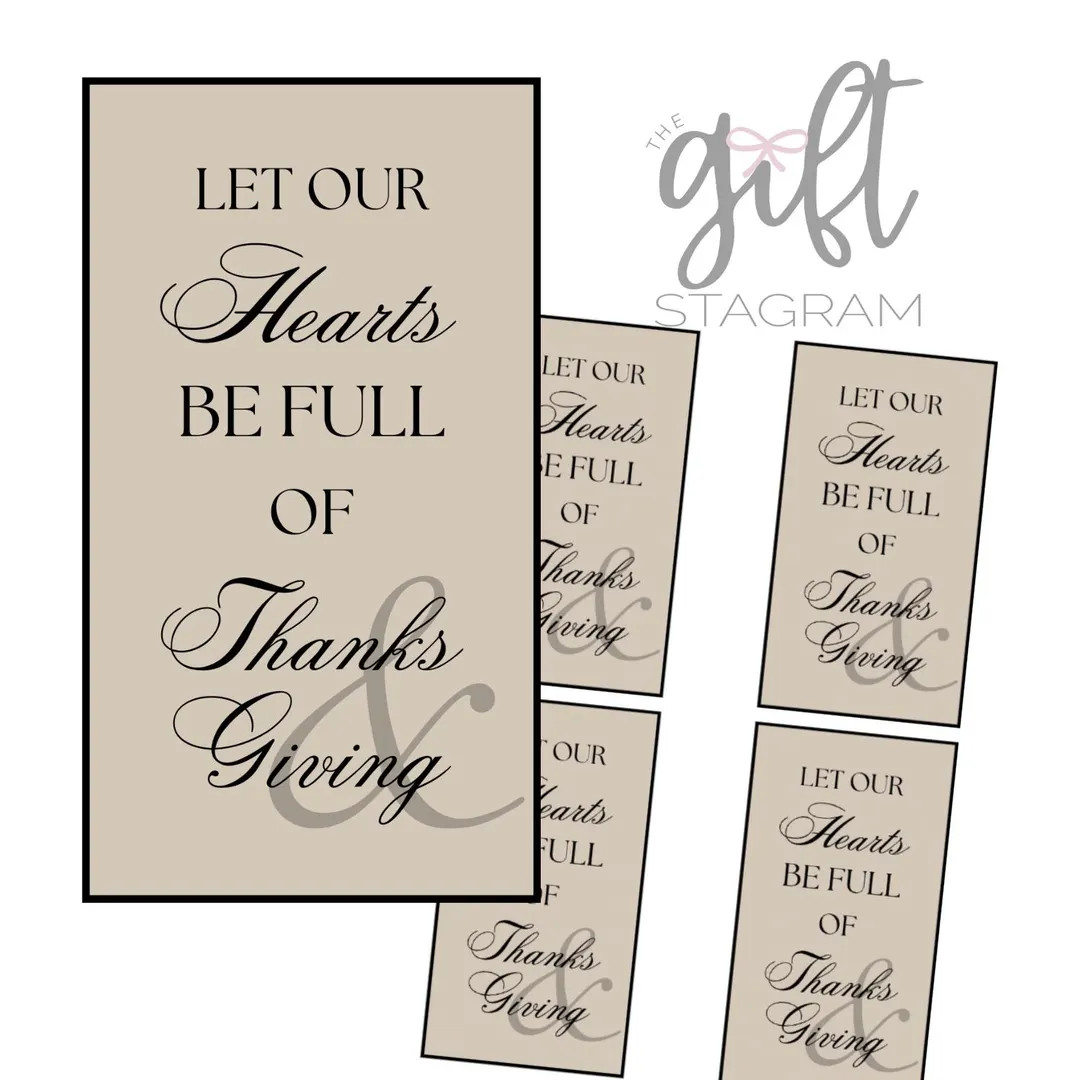 Full of Thanks & Giving Gift Tag DIGITAL DOWNLOAD Thanksgiving Gift Tag Thanksgiving Hostess Idea... | Etsy (US)