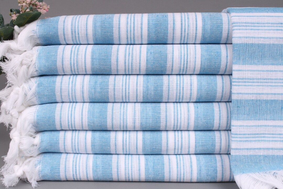 Bachelorette Towel Turkish Beach Towel Blue Towel Striped - Etsy | Etsy (US)