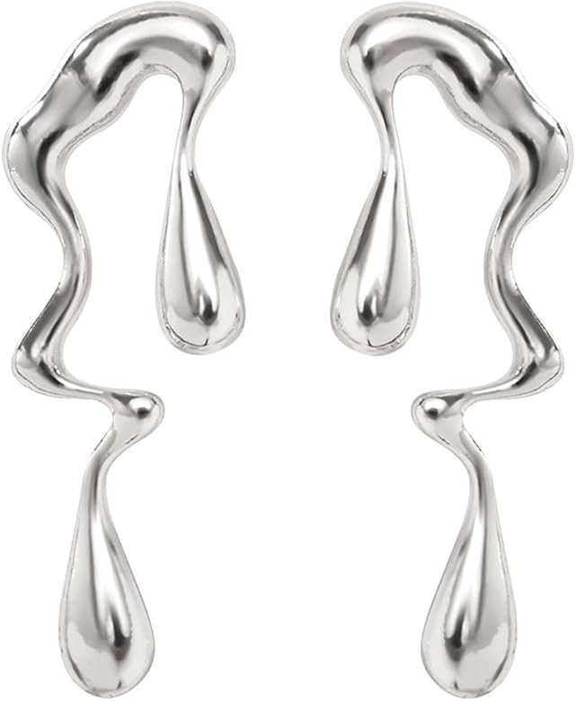 Irregular WaterDrop Earrings Melted Liquid Asymmetrical Drop Earrings for Women Embrace Minimalis... | Amazon (US)