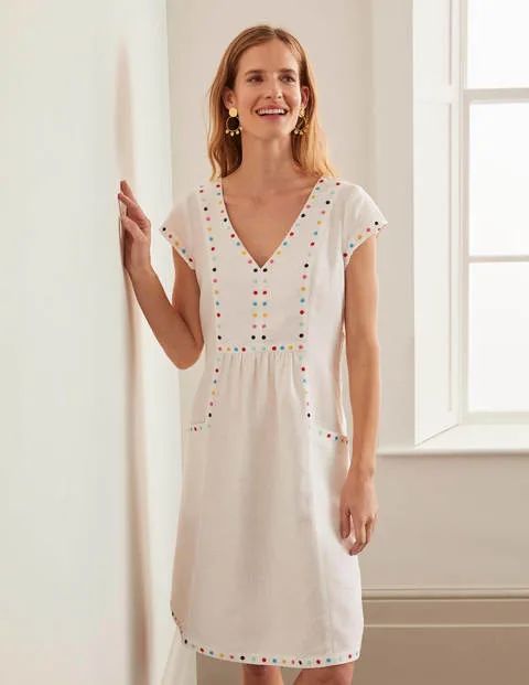 Leandra Embroidered Dress White Women Boden | Boden (US)