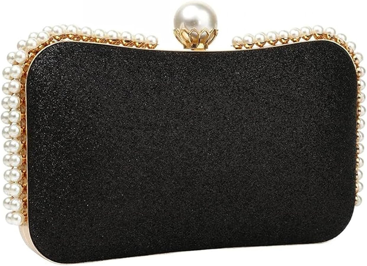 YYW Clutch Purse for Women Pearls Evening handbag Wedding Party Purse Shoulder Bag | Amazon (US)