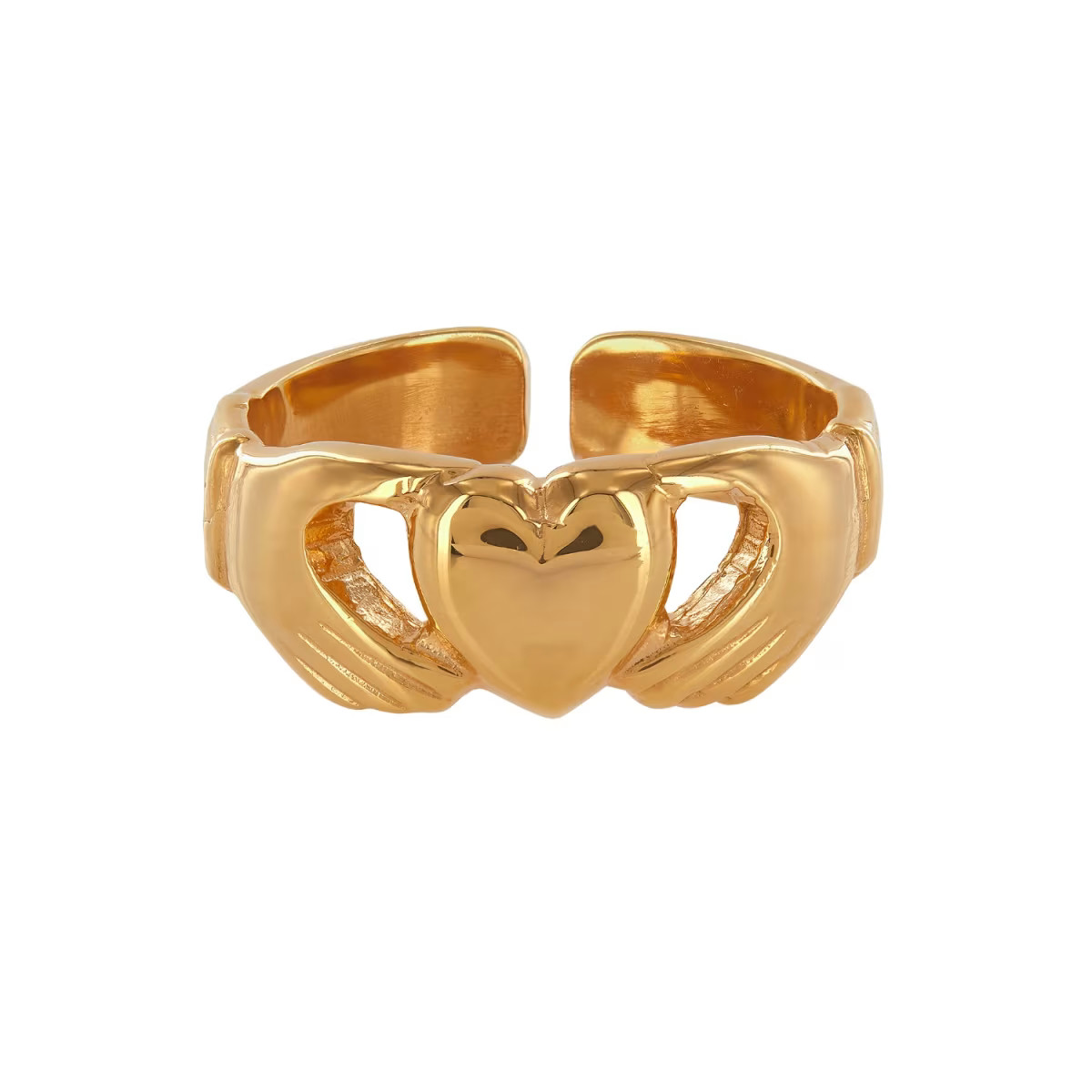 London Irish Adjustable Claddagh Ring Gold Plated | Wolf & Badger (US)