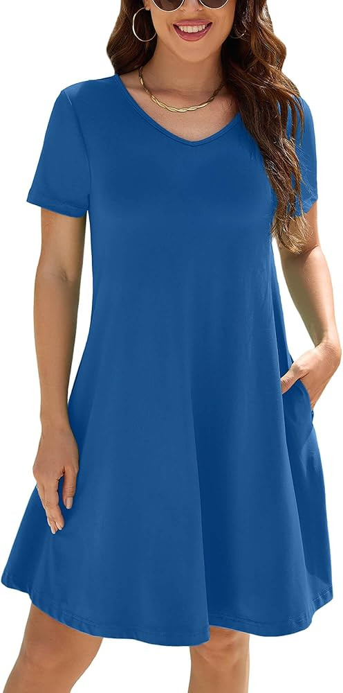 KORSIS Dresses for Women Casual T-Shirt Summer Short Sleeve A Line Dress Swing Flowy Beach Vacati... | Amazon (US)