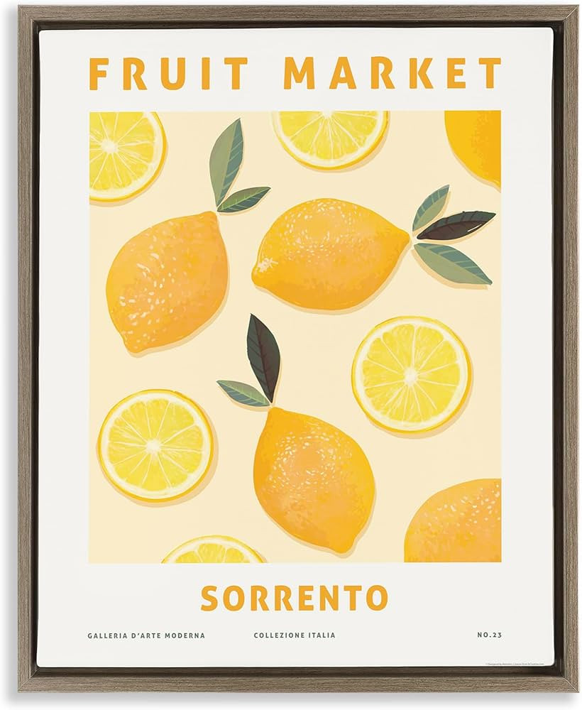Stupell Industries Fruit Market Lemons Framed Floater Canvas Wall Art Design by Reinders, Brown F... | Amazon (US)