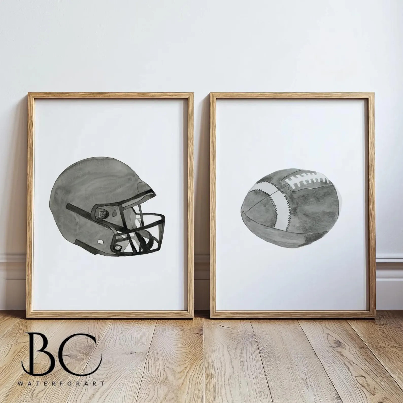 Watercolor Football print set, Football posters, Sport art prints, Football helmet and ball, Foot... | Etsy (US)