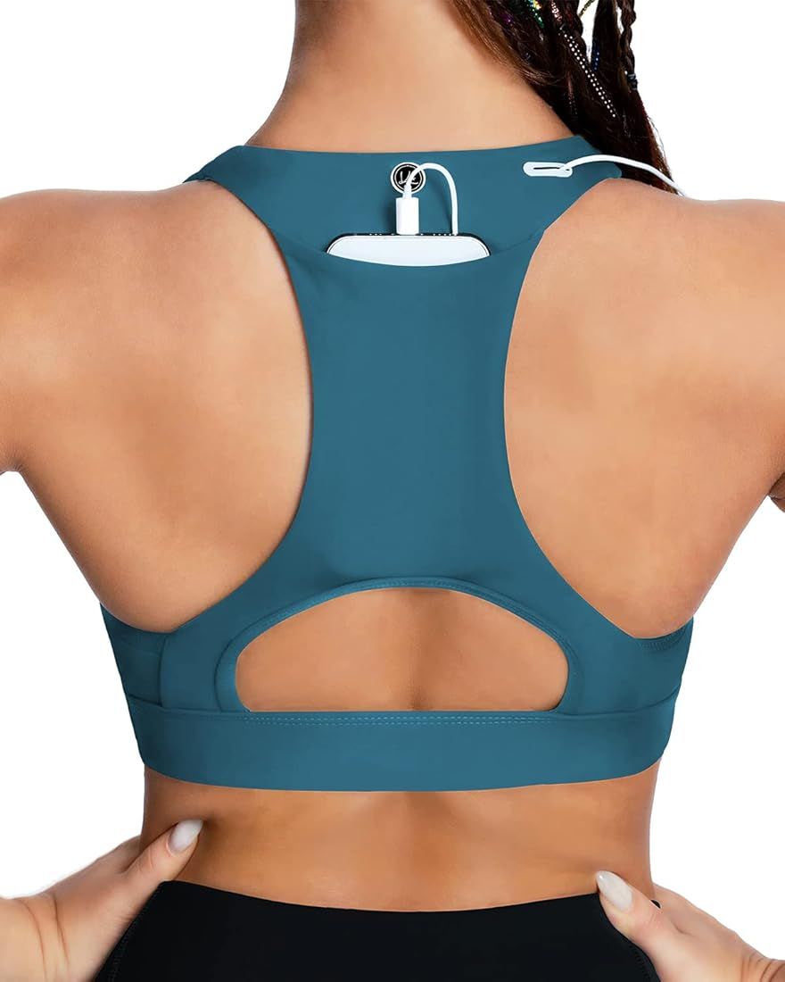 QUEENIEKE Women's Medium Support Back Pocket Energy Sport Bra Cotton Feel 70927 | Amazon (US)