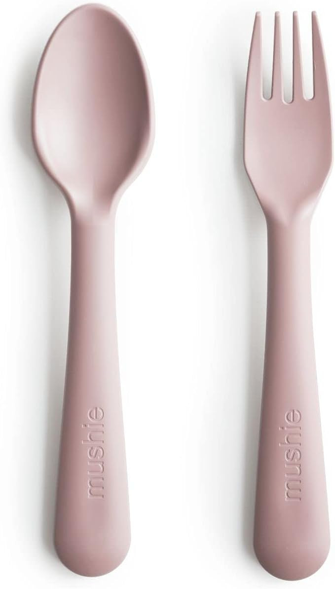 mushie Flatware Fork and Spoon Set for Kids | Made in Denmark (Blush) | Amazon (US)