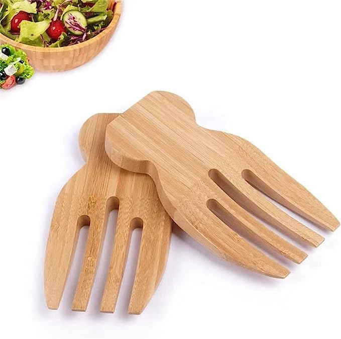2PCS Bamboo Salad Hands,Large Wooden Salad Hands Salad Servers Salad Claws for Salad Mixing, Past... | Amazon (US)