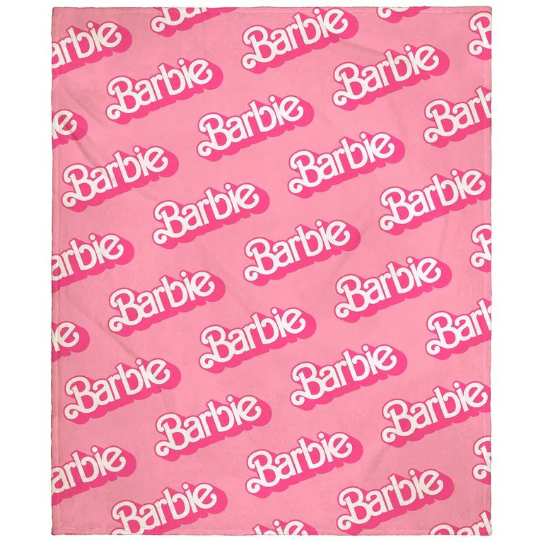 Mattel Barbie Logo On Repeat Soft Cuddly Plush Fleece Throw Blanket Wall Scroll | Walmart (US)