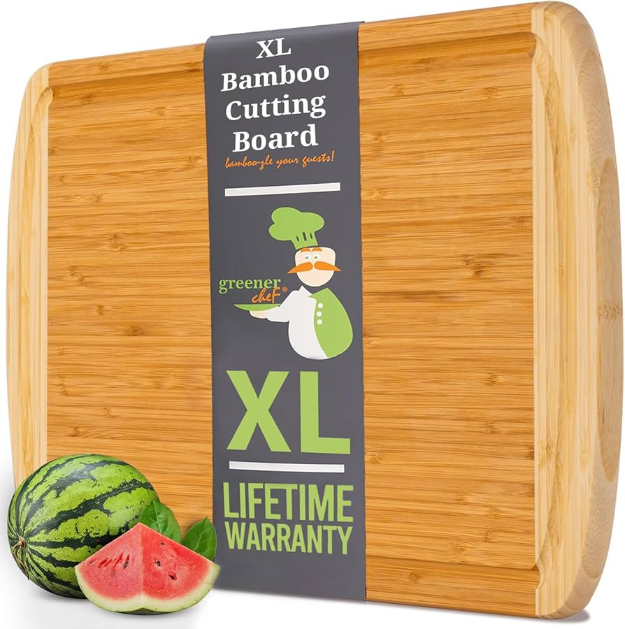 GREENER CHEF 18 Inch Extra Large Bamboo Cutting Board with Lifetime Replacements - Wood XL Cuttin... | Amazon (US)