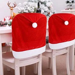4pc Red Hat Dining Chair Slipcovers,Christmas Chair Back Covers Kitchen Chair Covers for Christma... | Amazon (US)